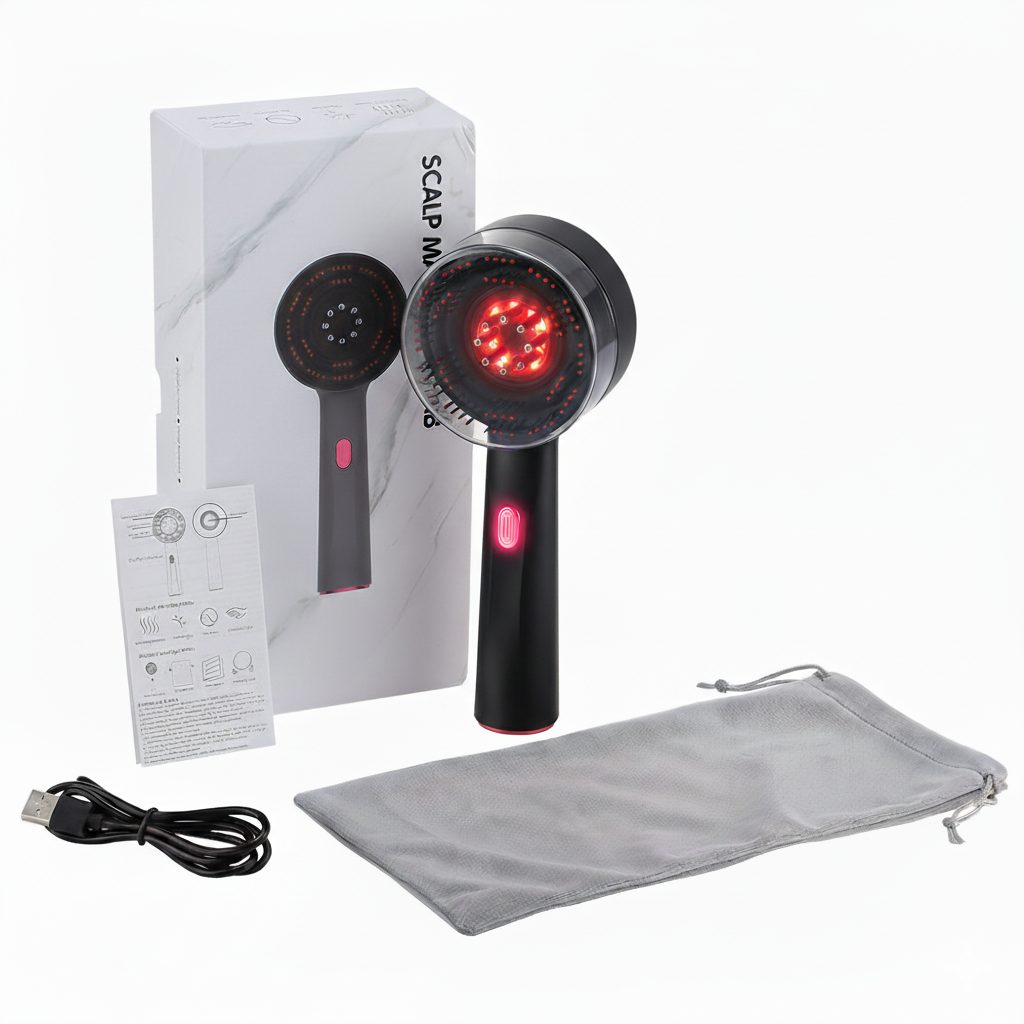 Multifunctionele Massagekam met rood lichttherapie & Haarolie Applicator