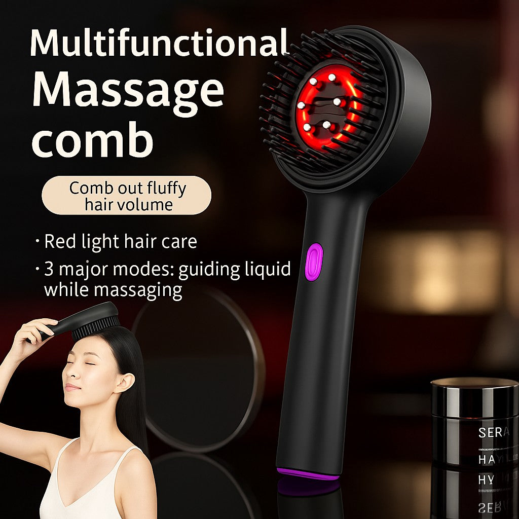 Multifunctionele Massagekam met rood lichttherapie & Haarolie Applicator